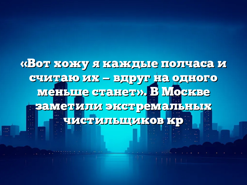 «Вот хожу я каждые полчаса и считаю их — вдруг на одного меньше станет». В Москве заметили экстремальных чистильщиков кр