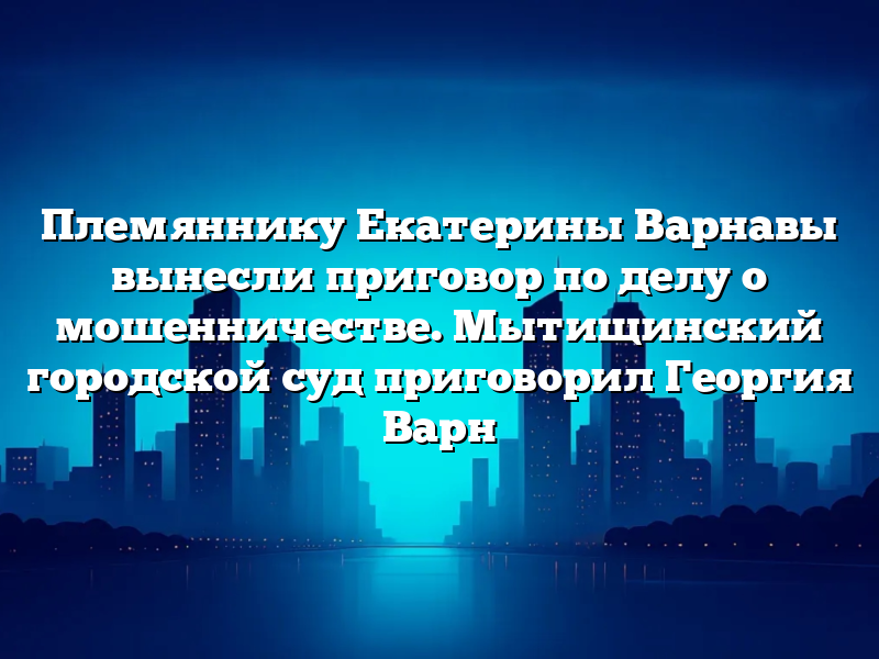 Племяннику Екатерины Варнавы вынесли приговор по делу о мошенничестве. Мытищинский городской суд приговорил Георгия Варн