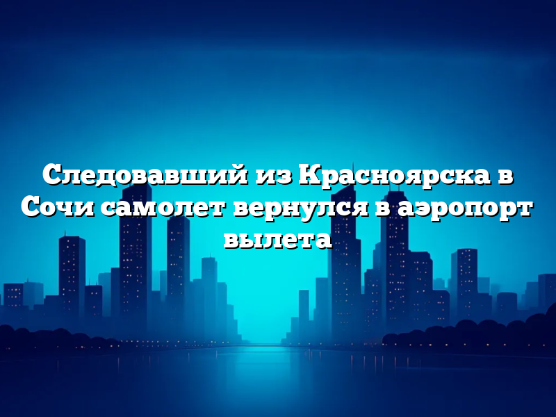 Следовавший из Красноярска в Сочи самолет вернулся в аэропорт вылета