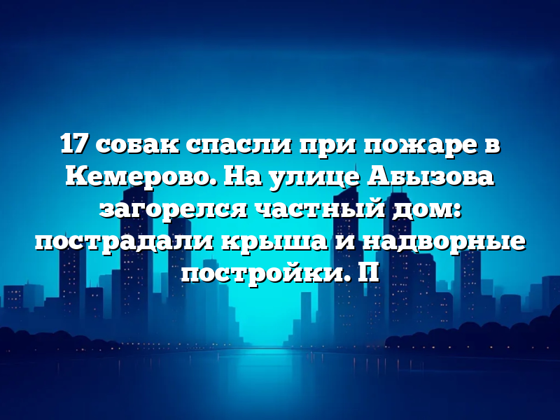 17 собак спасли при пожаре в Кемерово. На улице Абызова загорелся частный дом: пострадали крыша и надворные постройки. П