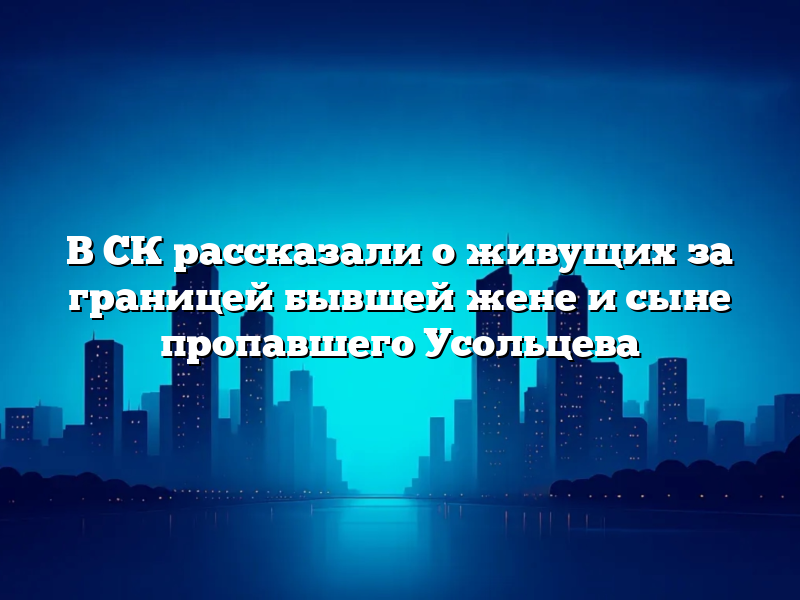 В СК рассказали о живущих за границей бывшей жене и сыне пропавшего Усольцева