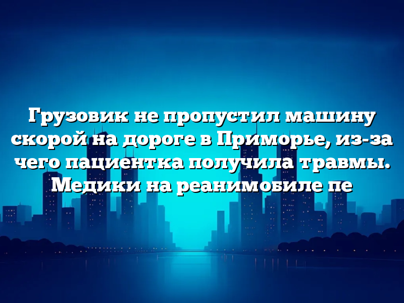 Грузовик не пропустил машину скорой на дороге в Приморье, из-за чего пациентка получила травмы. Медики на реанимобиле пе