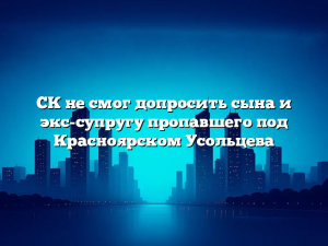 СК не смог допросить сына и экс-супругу пропавшего под Красноярском Усольцева