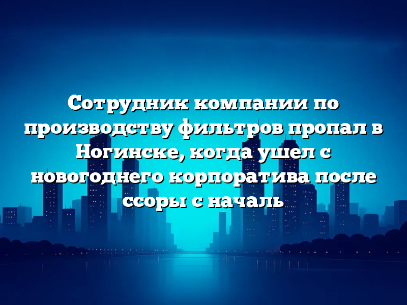Сотрудник компании по производству фильтров пропал в Ногинске, когда ушел с новогоднего корпоратива после ссоры с началь