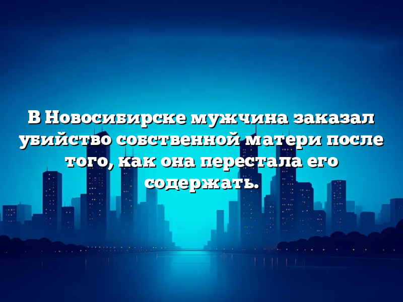 В Новосибирске мужчина заказал убийство собственной матери после того, как она перестала его содержать.