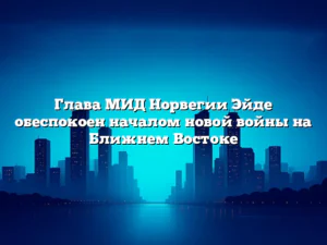 Глава МИД Норвегии Эйде обеспокоен началом новой войны на Ближнем Востоке