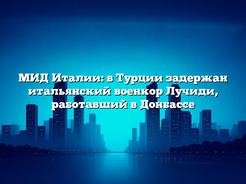 МИД Италии: в Турции задержан итальянский военкор Лучиди, работавший в Донбассе