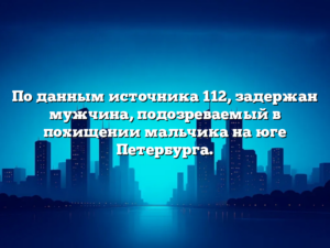 По данным источника 112, задержан мужчина, подозреваемый в похищении мальчика на юге Петербурга.