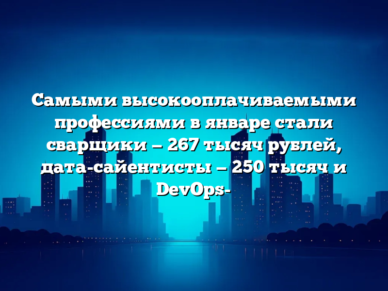 Самыми высокооплачиваемыми профессиями в январе стали сварщики — 267 тысяч рублей, дата-сайентисты — 250 тысяч и DevOps-