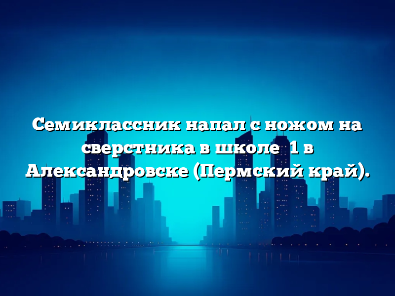 Семиклассник напал с ножом на сверстника в школе №1 в Александровске (Пермский край).