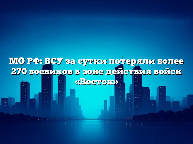 МО РФ: ВСУ за сутки потеряли более 270 боевиков в зоне действия войск «Восток»