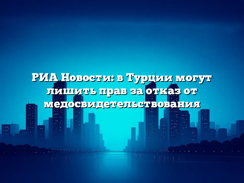 РИА Новости: в Турции могут лишить прав за отказ от медосвидетельствования