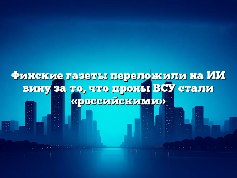 Финские газеты переложили на ИИ вину за то, что дроны ВСУ стали «российскими»