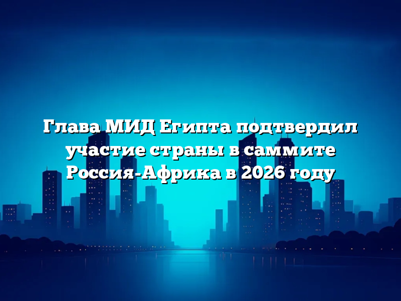 Глава МИД Египта подтвердил участие страны в саммите Россия-Африка в 2026 году