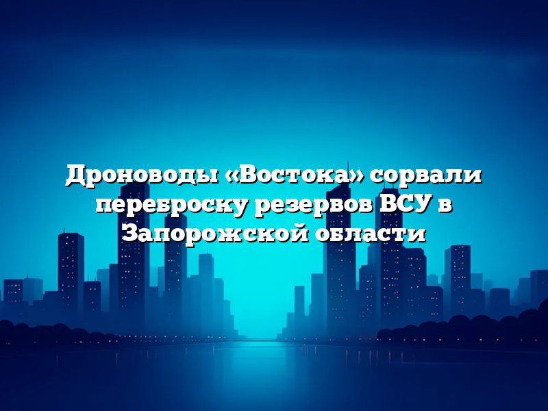 Дроноводы «Востока» сорвали переброску резервов ВСУ в Запорожской области
