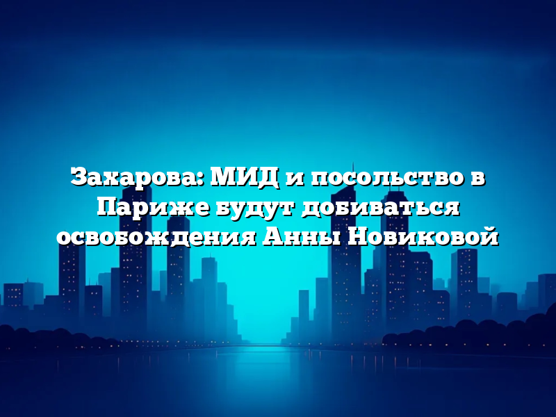 Захарова: МИД и посольство в Париже будут добиваться освобождения Анны Новиковой