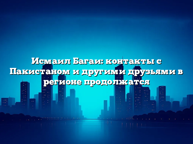 Исмаил Багаи: контакты с Пакистаном и другими друзьями в регионе продолжатся
