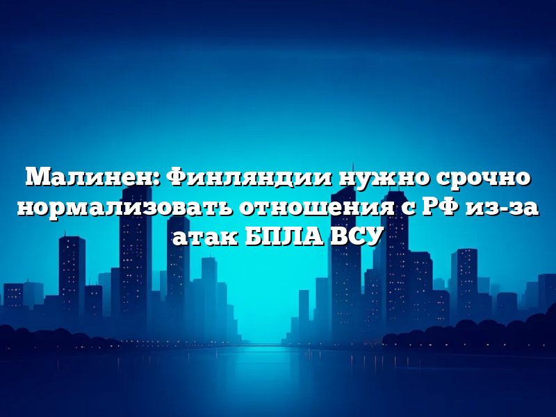 Малинен: Финляндии нужно срочно нормализовать отношения с РФ из-за атак БПЛА ВСУ