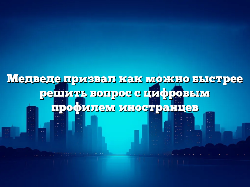 Медведе призвал как можно быстрее решить вопрос с цифровым профилем иностранцев