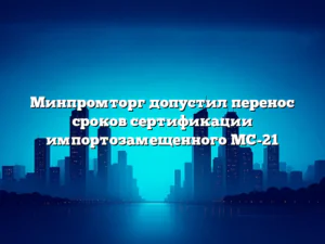 Минпромторг допустил перенос сроков сертификации импортозамещенного МС-21