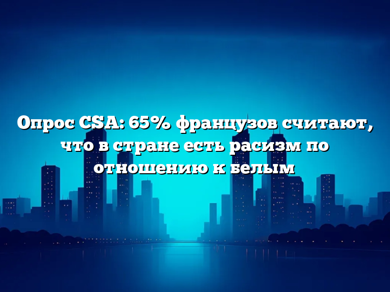 Опрос CSA: 65% французов считают, что в стране есть расизм по отношению к белым