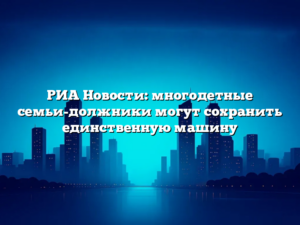 РИА Новости: многодетные семьи-должники могут сохранить единственную машину