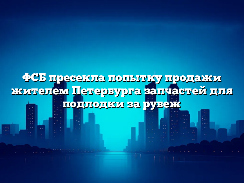 ФСБ пресекла попытку продажи жителем Петербурга запчастей для подлодки за рубеж