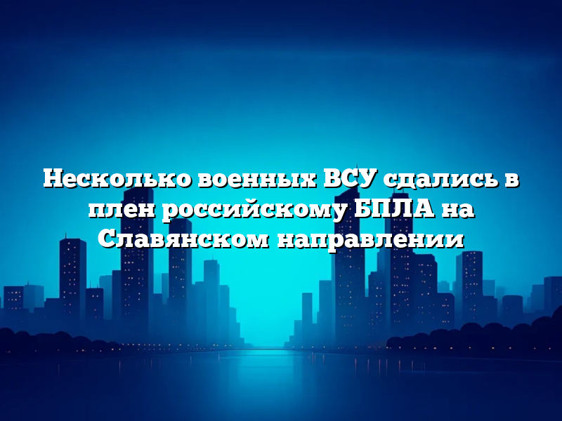 Несколько военных ВСУ сдались в плен российскому БПЛА на Славянском направлении