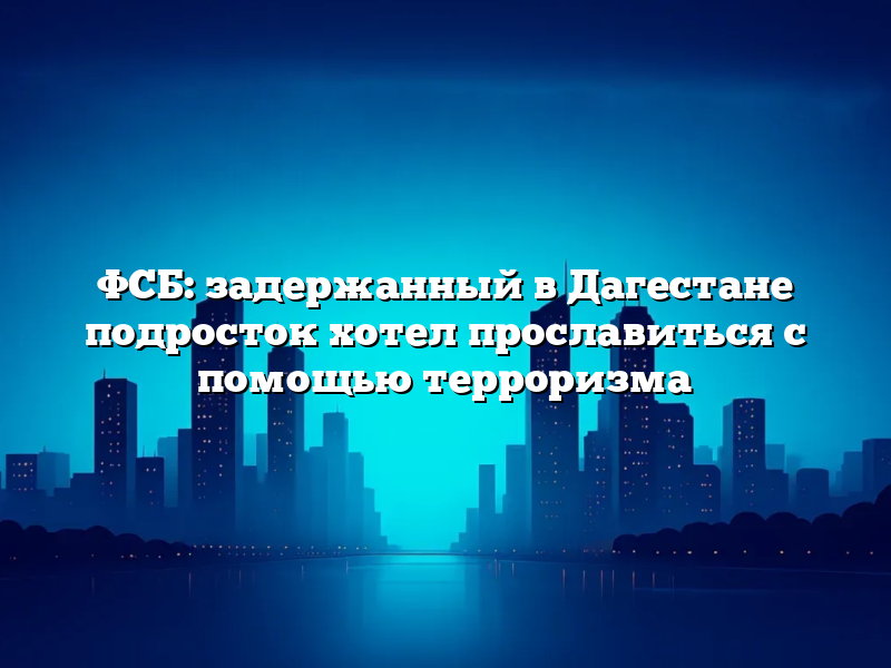 ФСБ: задержанный в Дагестане подросток хотел прославиться с помощью терроризма