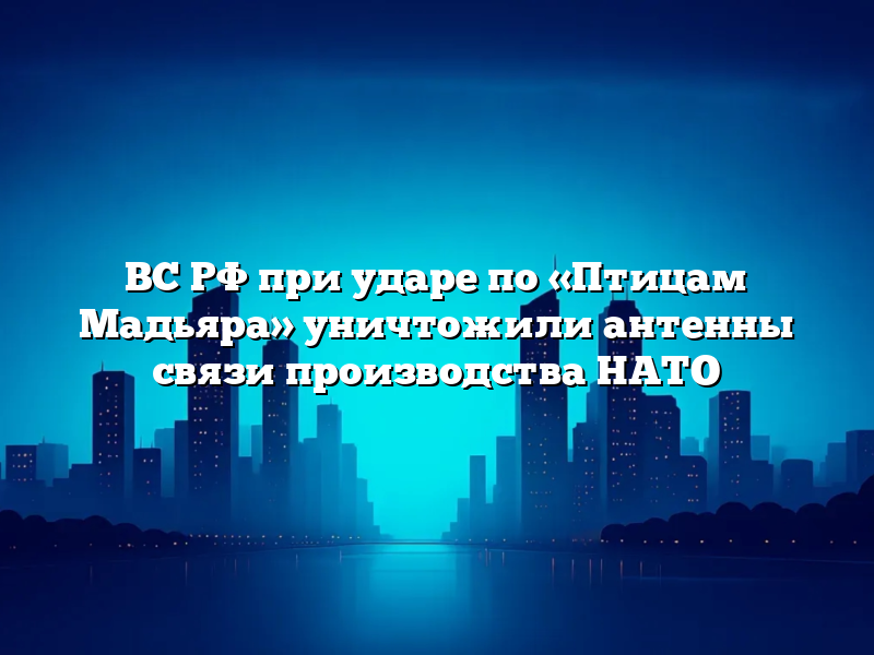 ВС РФ при ударе по «Птицам Мадьяра» уничтожили антенны связи производства НАТО