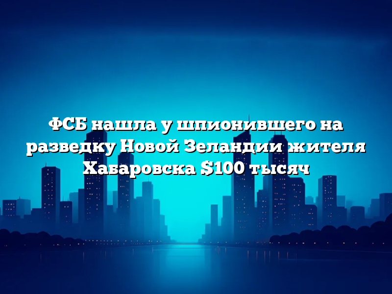 ФСБ нашла у шпионившего на разведку Новой Зеландии жителя Хабаровска $100 тысяч
