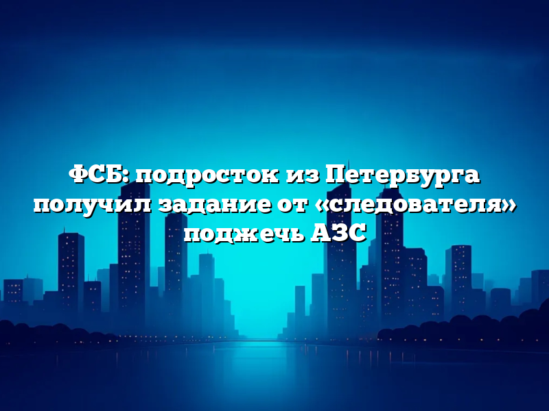 ФСБ: подросток из Петербурга получил задание от «следователя» поджечь АЗС