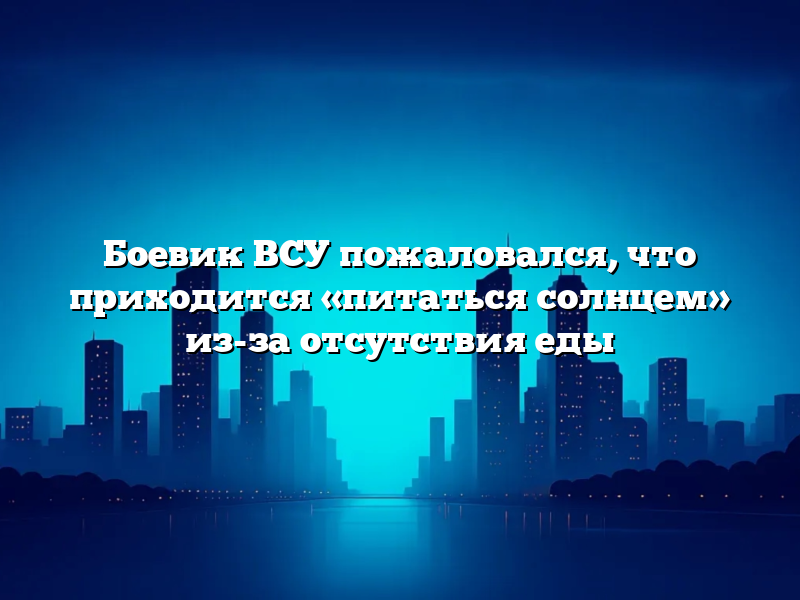 Боевик ВСУ пожаловался, что приходится «питаться солнцем» из-за отсутствия еды