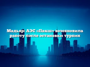 Мадьяр: АЭС «Пакш» возобновила работу после остановки турбин