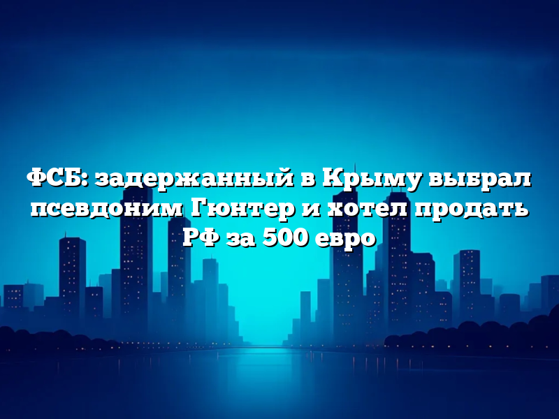 ФСБ: задержанный в Крыму выбрал псевдоним Гюнтер и хотел продать РФ за 500 евро