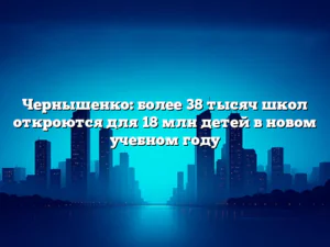 Чернышенко: более 38 тысяч школ откроются для 18 млн детей в новом учебном году